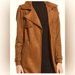 Calvin Klein Faux Suede Open-Front Trench Jacket